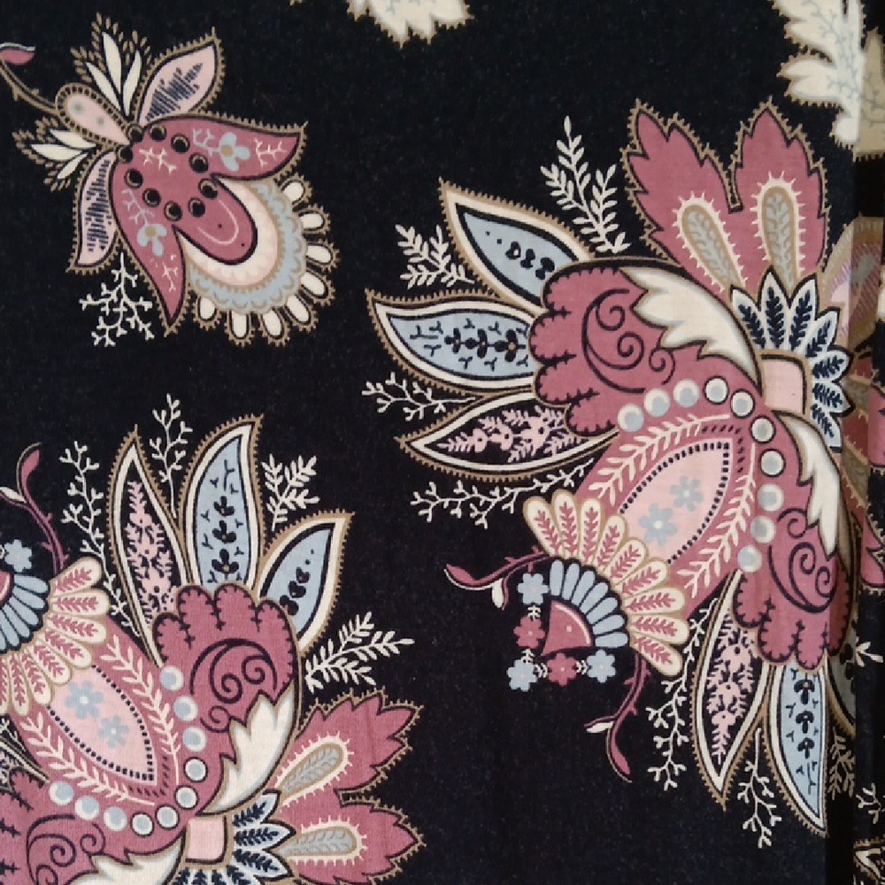 LOFT Maxi Skirt with Pink and White Floral on Black - Picture 2 of 6